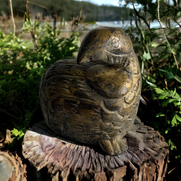 Handcrafted Art Sitting Wood Carved Quail Kiwi Bird Handcrafted